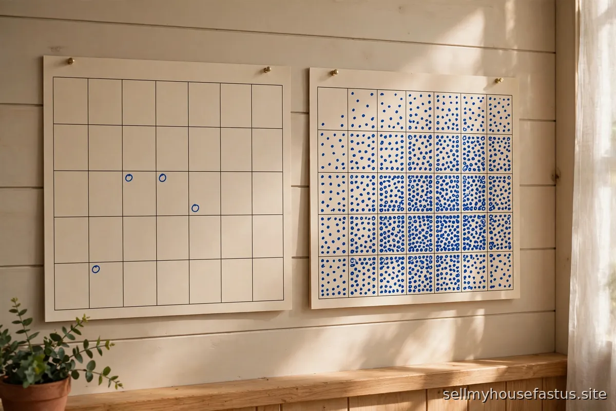 Two wall calendars side by side, one sparsely marked and one densely filled with appointments.
