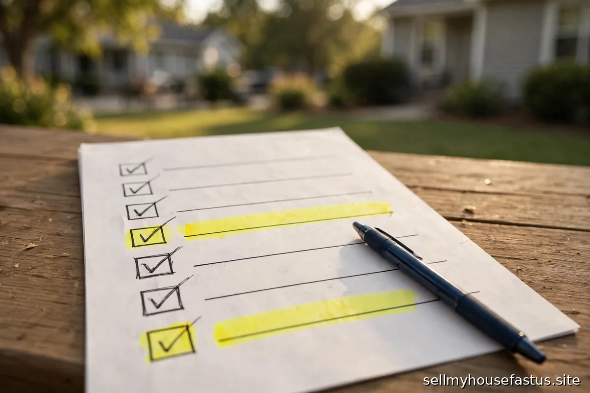 A checklist with newly added highlighted items and a pen.