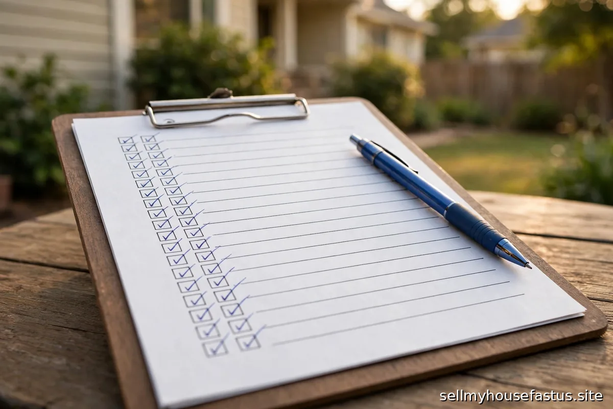 A seller disclosure form with checkmarks and a pen on a clipboard.